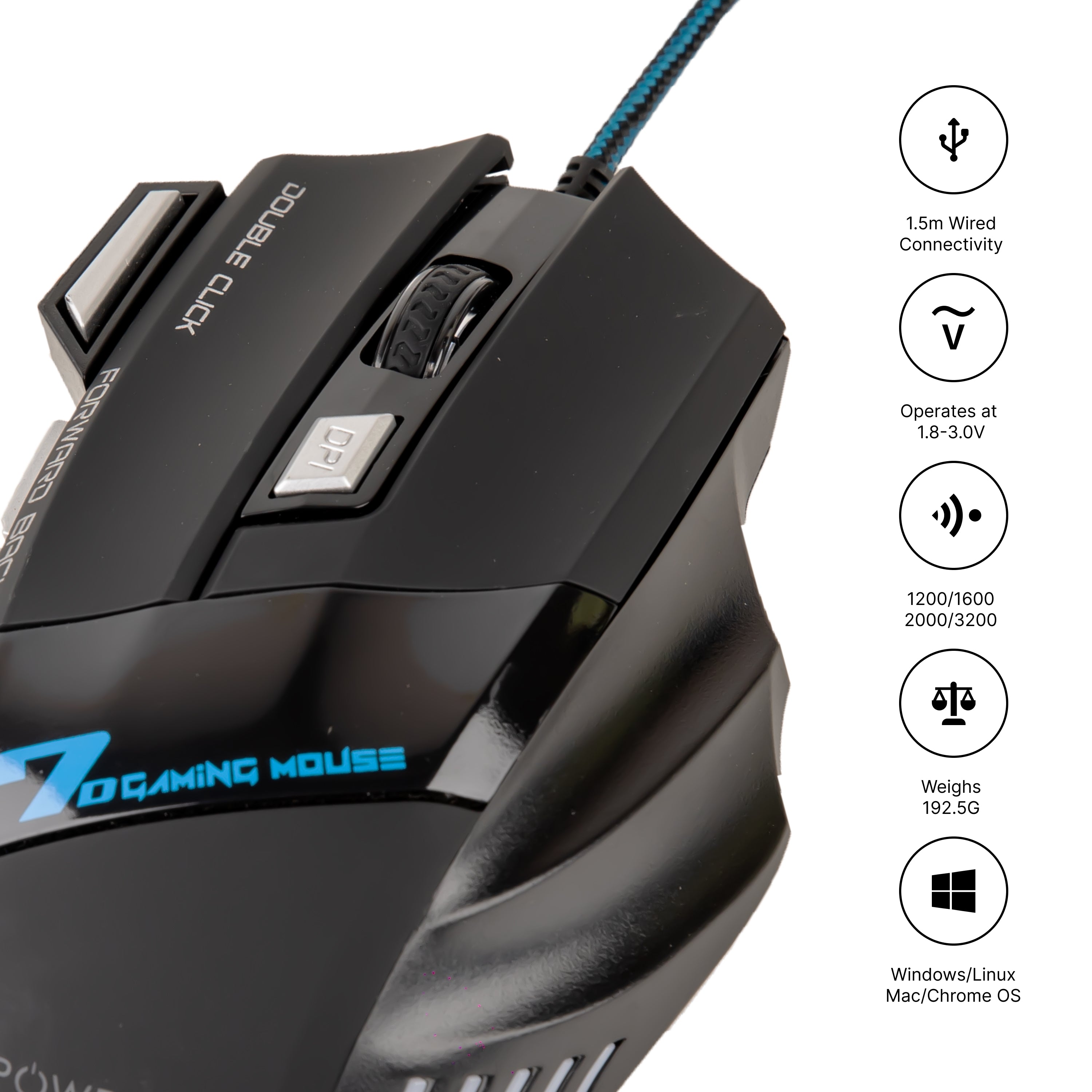 USB WIRED GAMING MOUSE PWX-RAPIDWAVE-U30