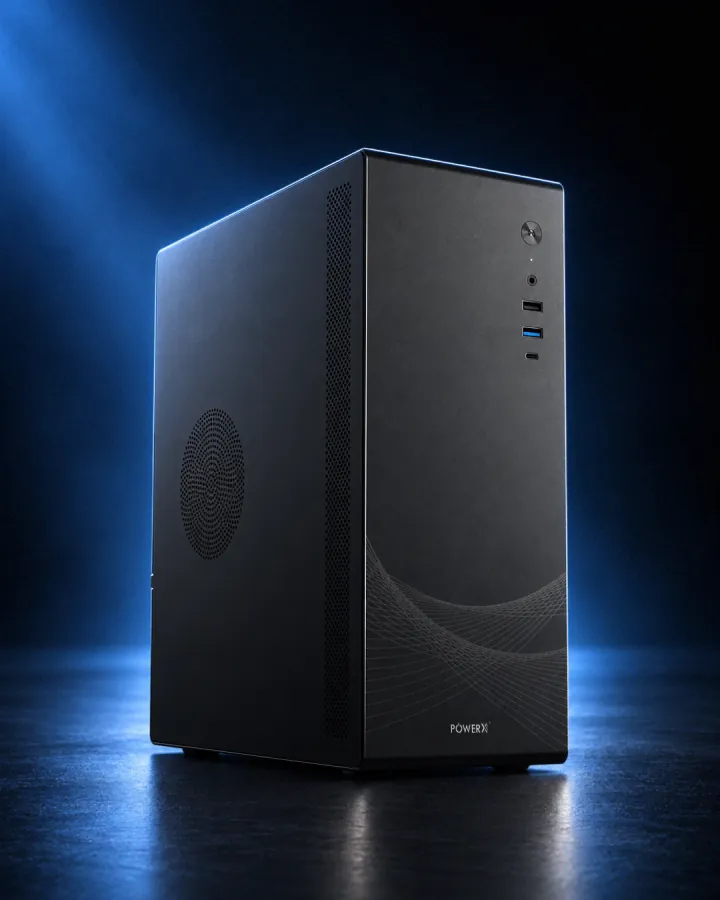 POWERX ATX PC cabinet — airflow-first case with tempered glass and RGB fans
